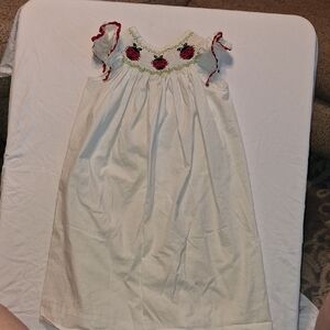 Adorable White and Red Kids Dress with Ladybug Design